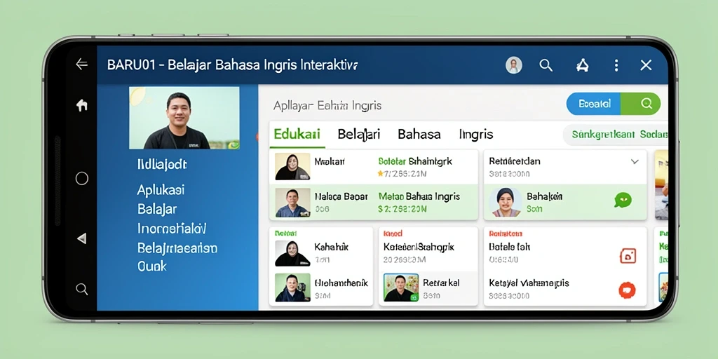 Tampilan antarmuka aplikasi BARU01 untuk belajar bahasa Inggris.