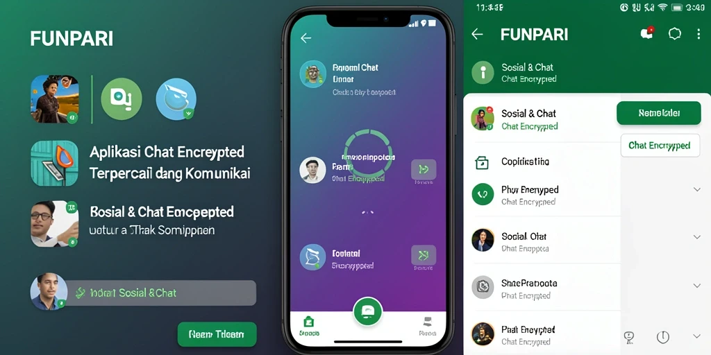 Tampilan antarmuka utama FUNPARI yang menampilkan fitur Chat Encrypted.