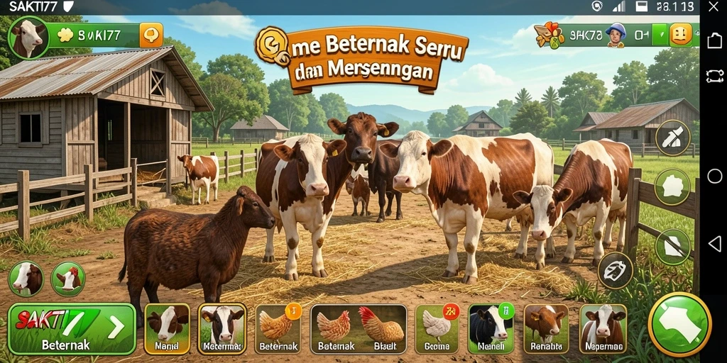 Tampilan antarmuka SAKTI77 dengan fungsi beternak yang menarik.