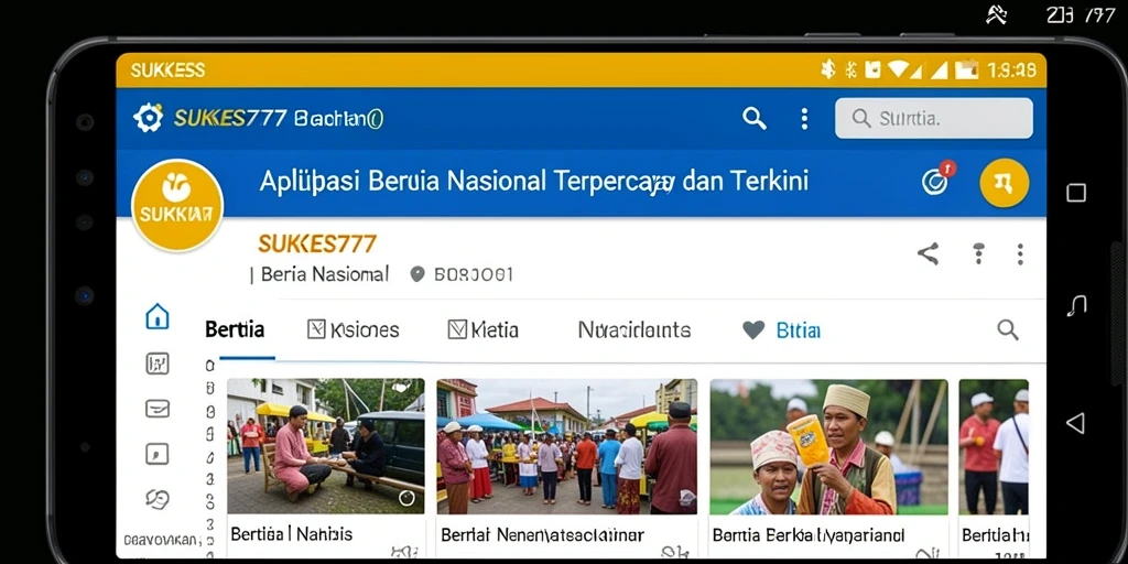 Tampilan antarmuka aplikasi SUKSES777 dengan kategori berita nasional.